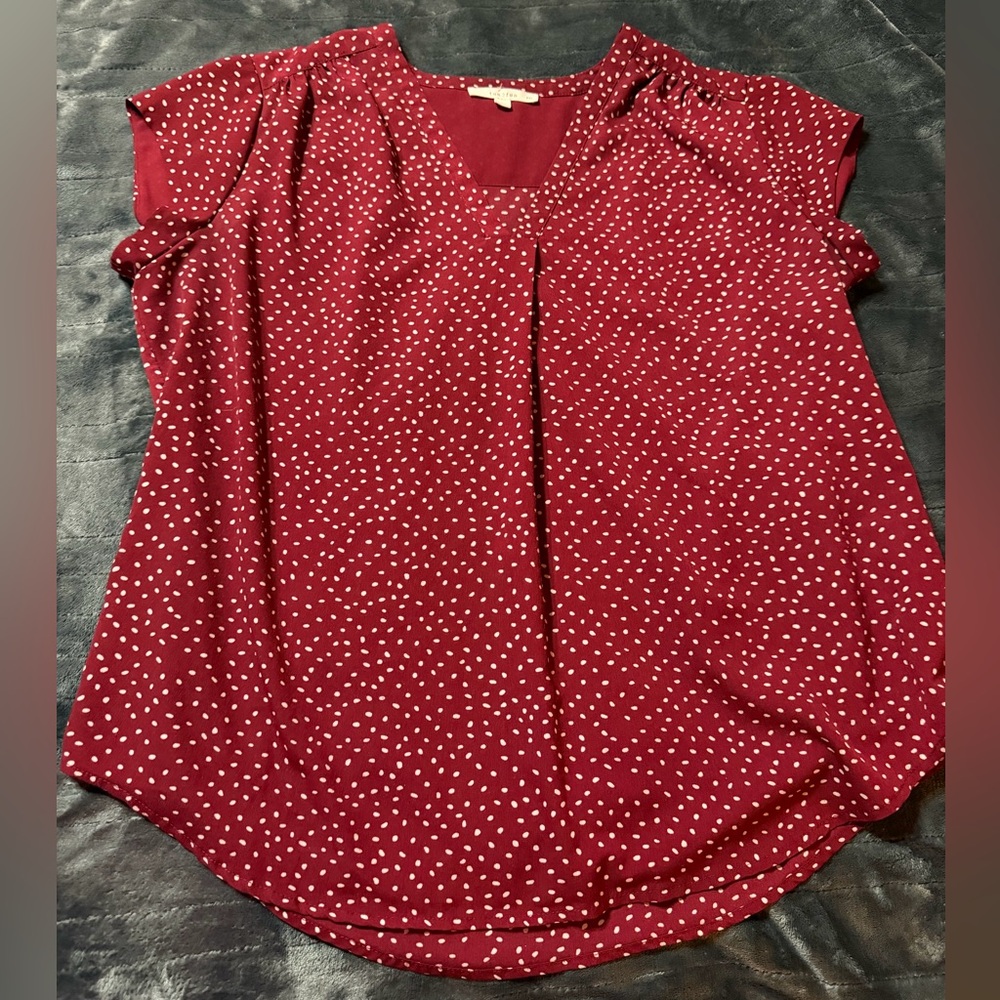 Fun2Fun Women's Dark Red Polka Dot Top